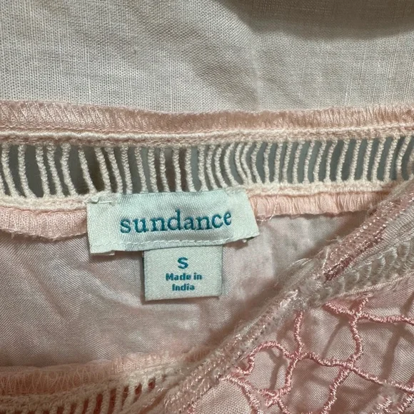 Sundance Blush Pink Embroidered Lace Blouse Romantic Top Sz S - Picture 3 of 11